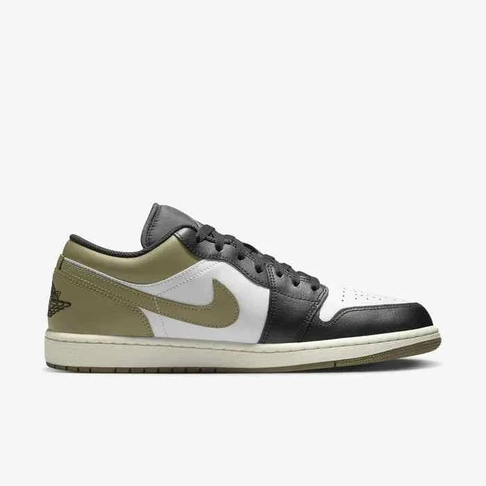 Air Jordan 1 Low Men's Shoe in Black, White, Medium Olive Colorway