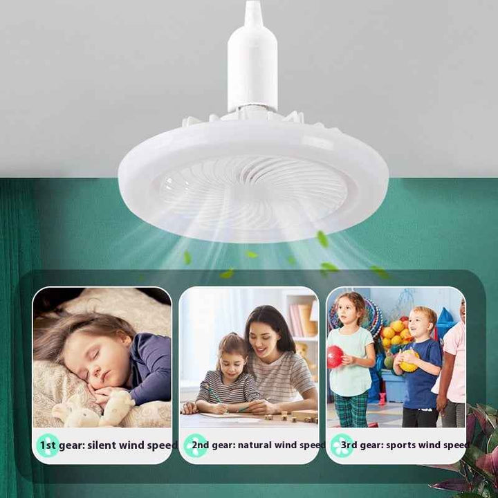 Screw Mouth Electrodeless Dimming LED ceiling fan light with remote control, 30W, plastic blades, modern style, adjustable wind speeds.