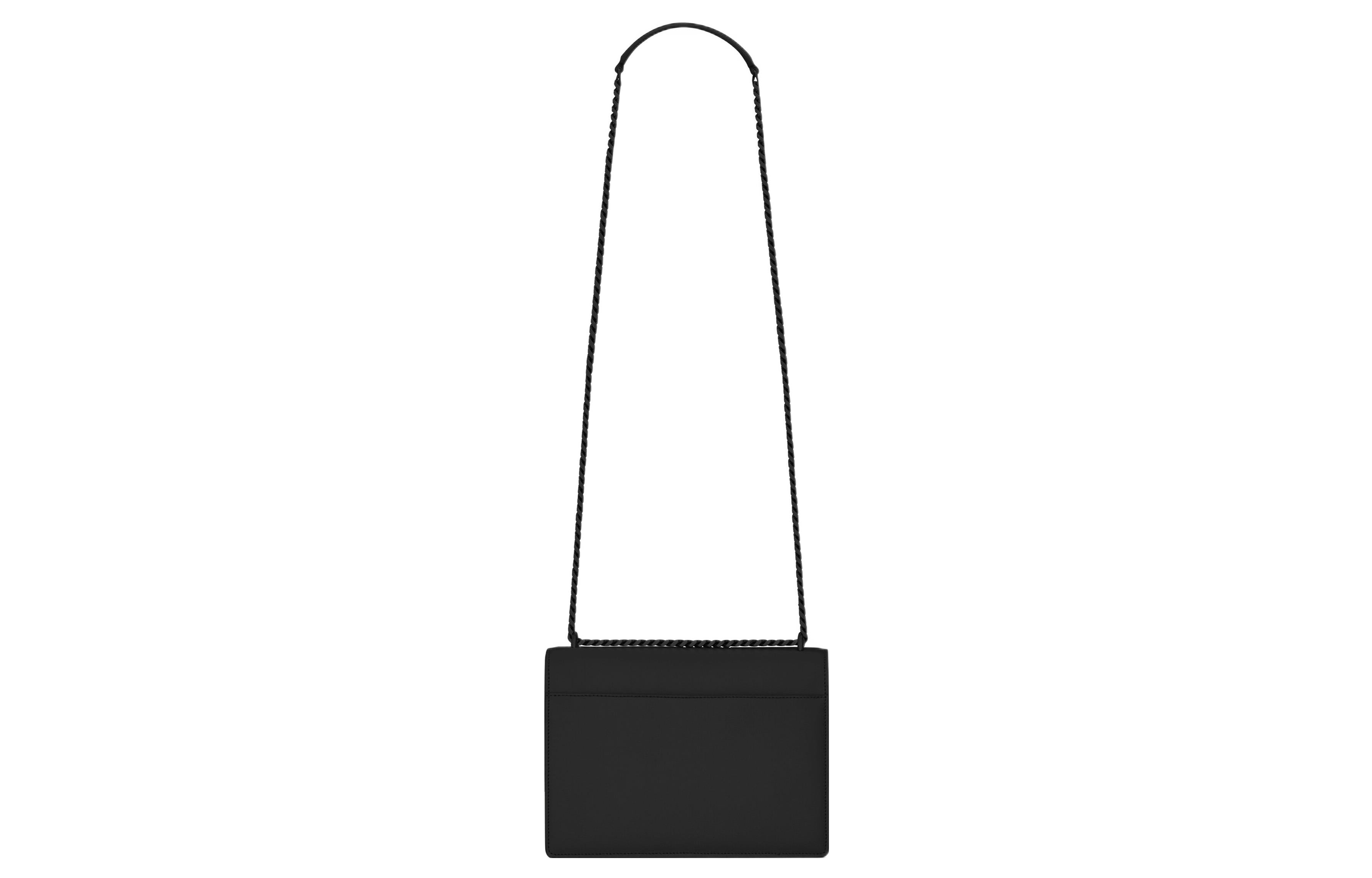SAINT LAURENT YSL SUNSET Black Label Logo Chain Cowhide Sunset Bag Crossbody Single Shoulder Bag Women's Black