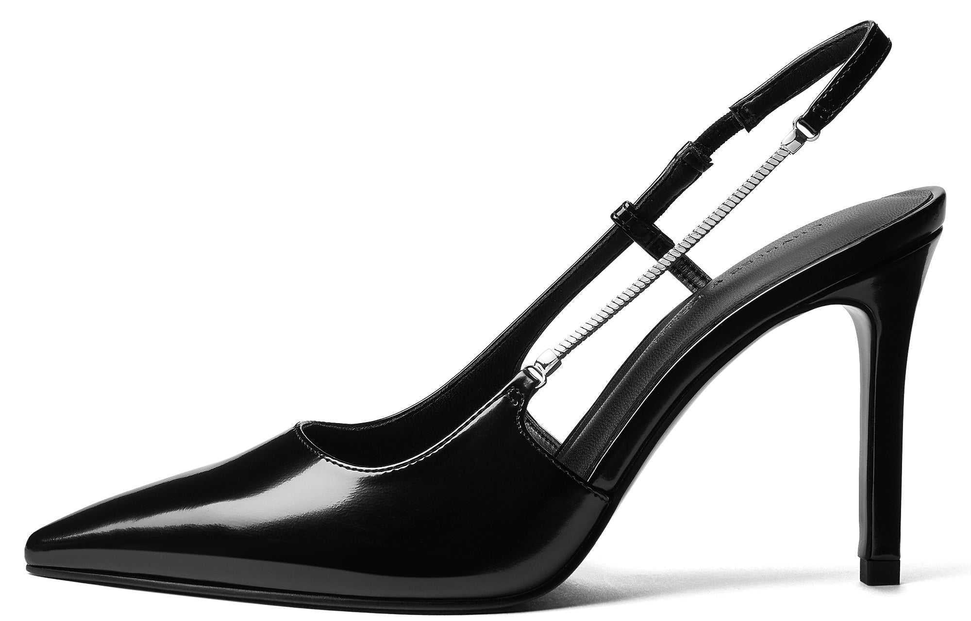 حذاء كعب عالي Slingback لامع بتفاصيل سحاب CHARLES & KEITH.