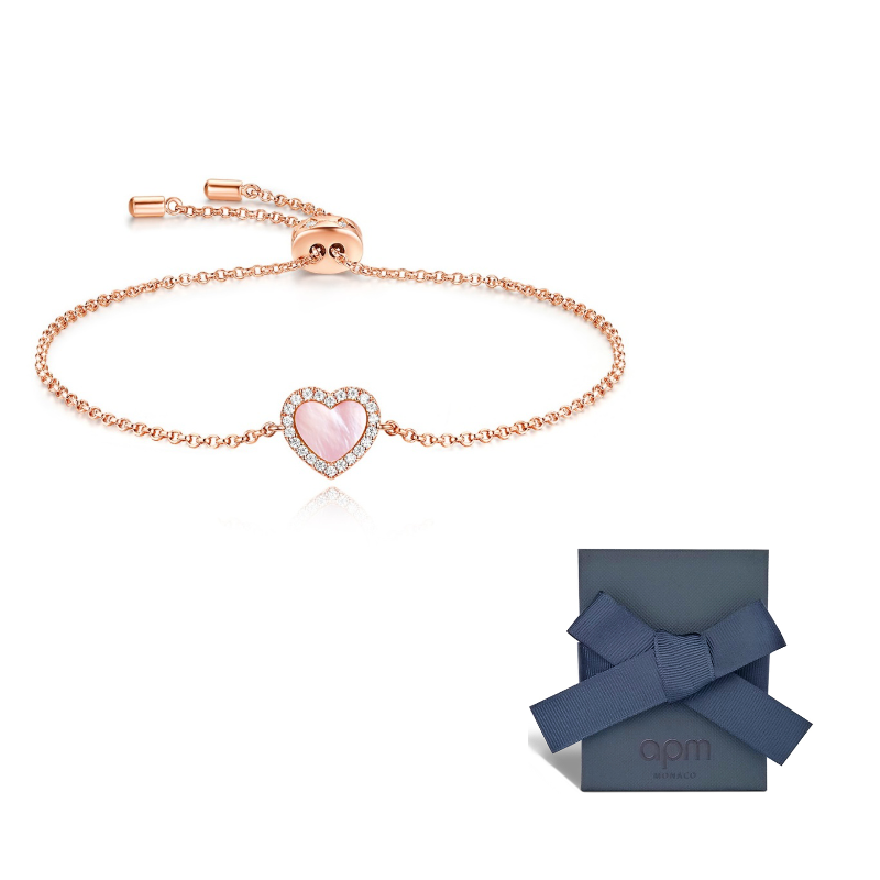 apm monaco valentine  love heart bracelet pink.