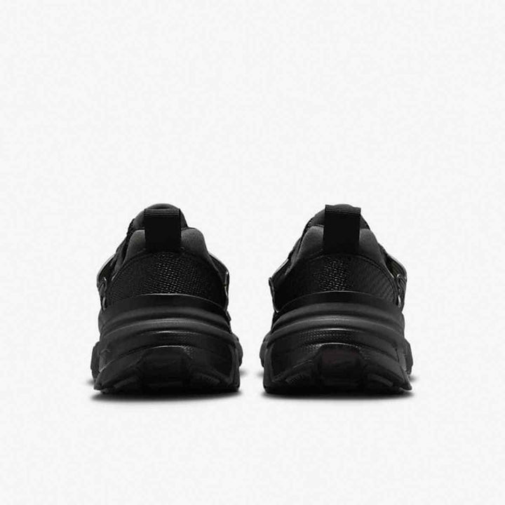 Nike P-6000 Triple Black sneaker, back view showing sleek all-black design and durable outsole.