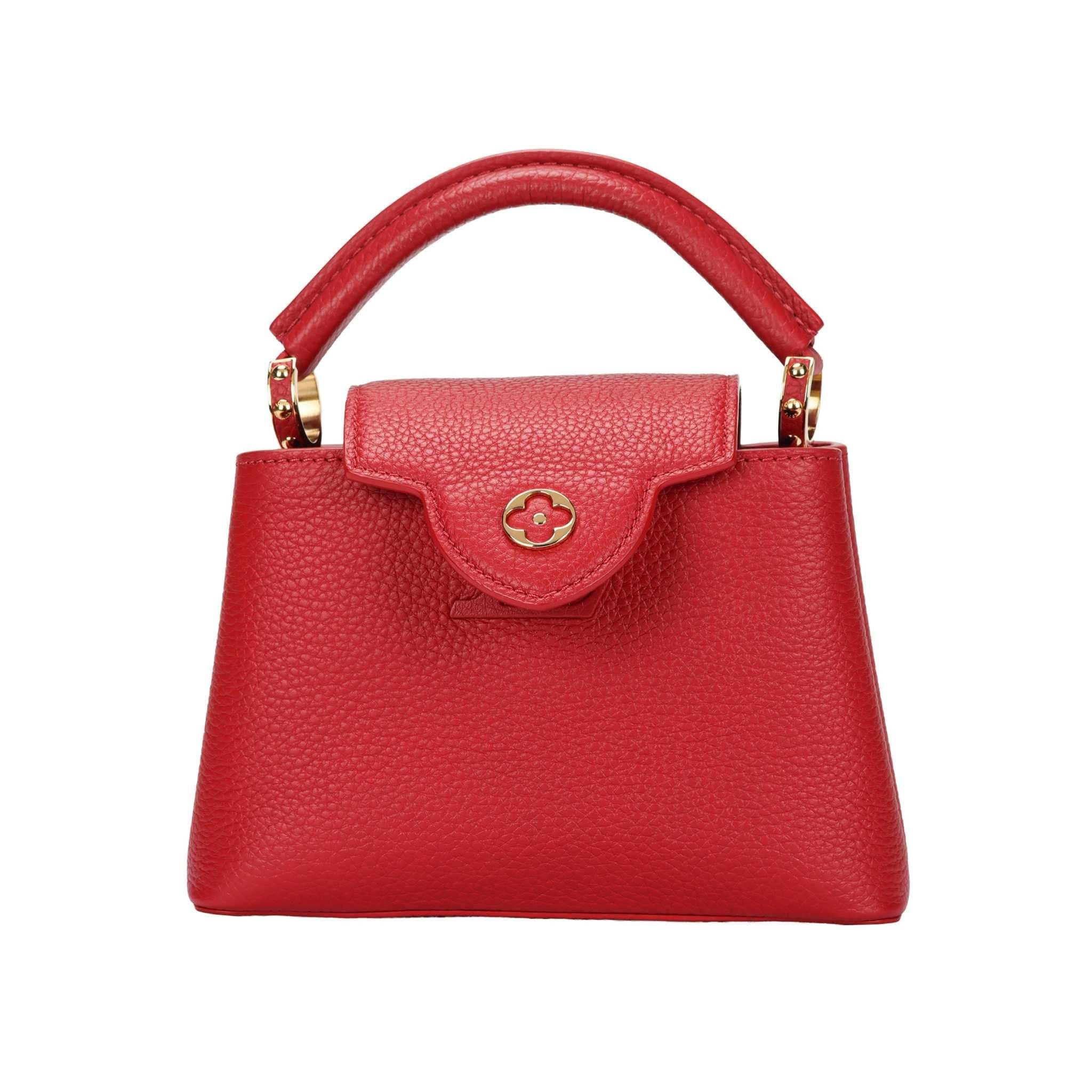 حقيبة Louis Vuitton Capucines جلد أحمر فاخرة.