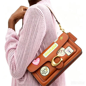 COACH x BRAIN DEAD Collaboration SOFT TABBY 26 Cute Buckle Closure Cowhide Leather Crossbody Shoulder Bag Medium Women's Amber Brown
