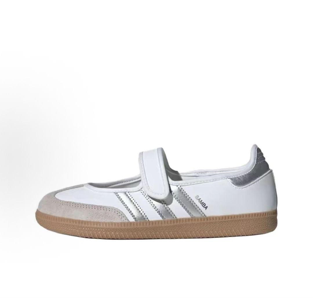 أصلي 100% حذاء adidas Samba Mary Jane نسائي أبيض وفضي