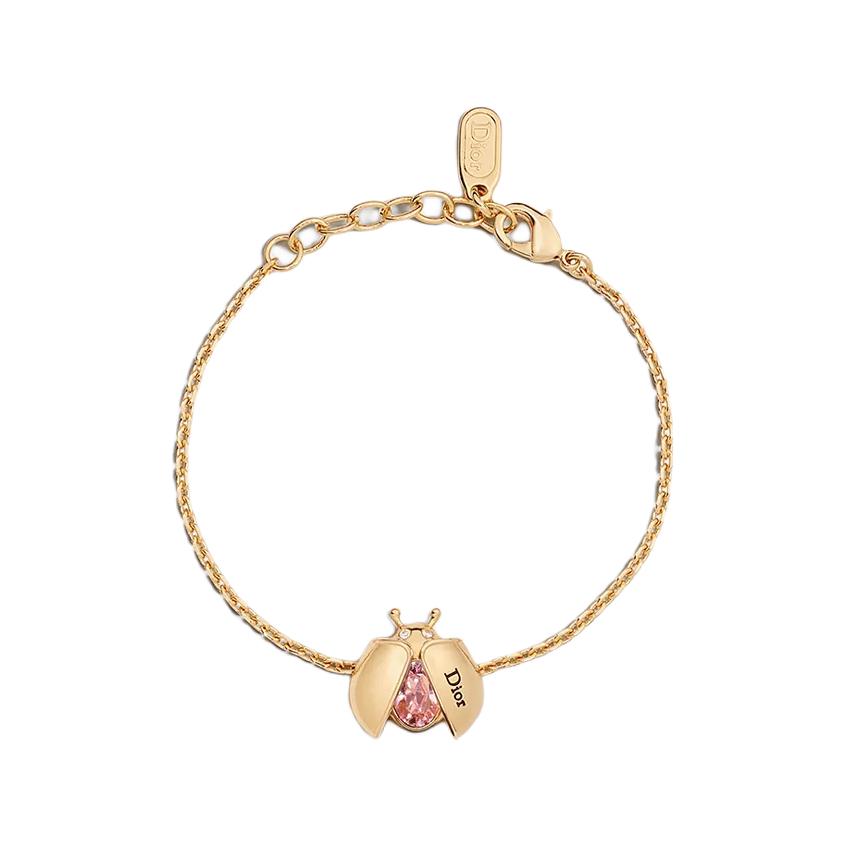DIOR Dior Dior Lady Spark Series Ladybug Logo Design Crystal Bracelet Unisex Couple Style Gold Pink