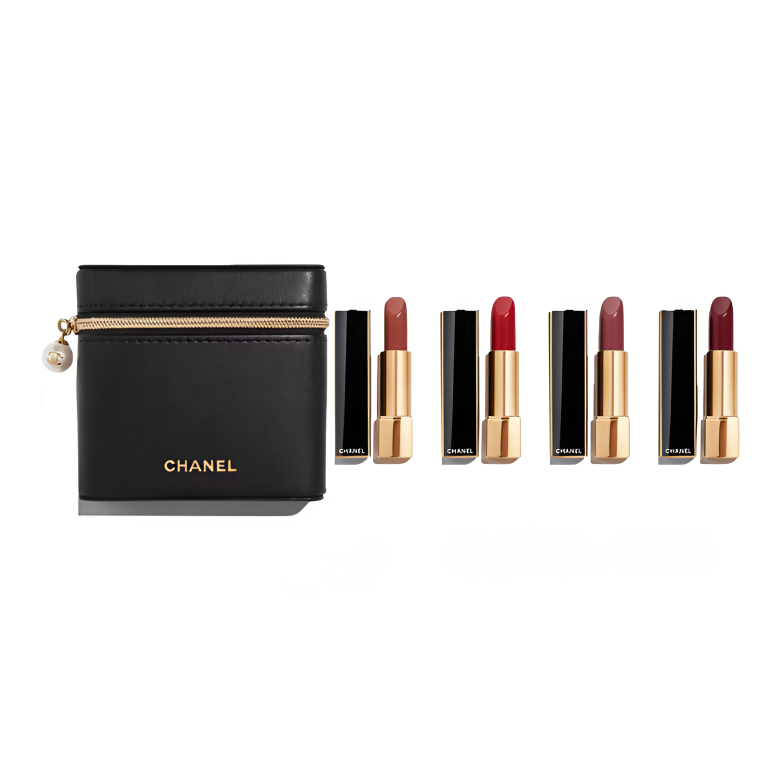 CHANEL Limited Pearl Pouch + Pearl Lipstick Set.