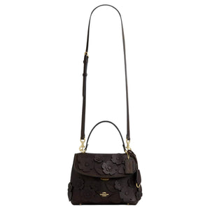 COACH Emory 21 Floral Decals Gold Hardware Smooth Leather Handbag Small Women's Maple Color