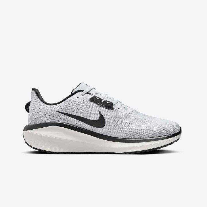 Nike ZoomX Pegasus 40 running shoe in white with black accents, featuring lightweight mesh and ZoomX technology.