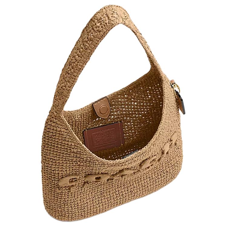 COACH Brooklyn 28 Magnetic Buckle Closure Logo Paper Single Shoulder Bag Small Women's Light Brown