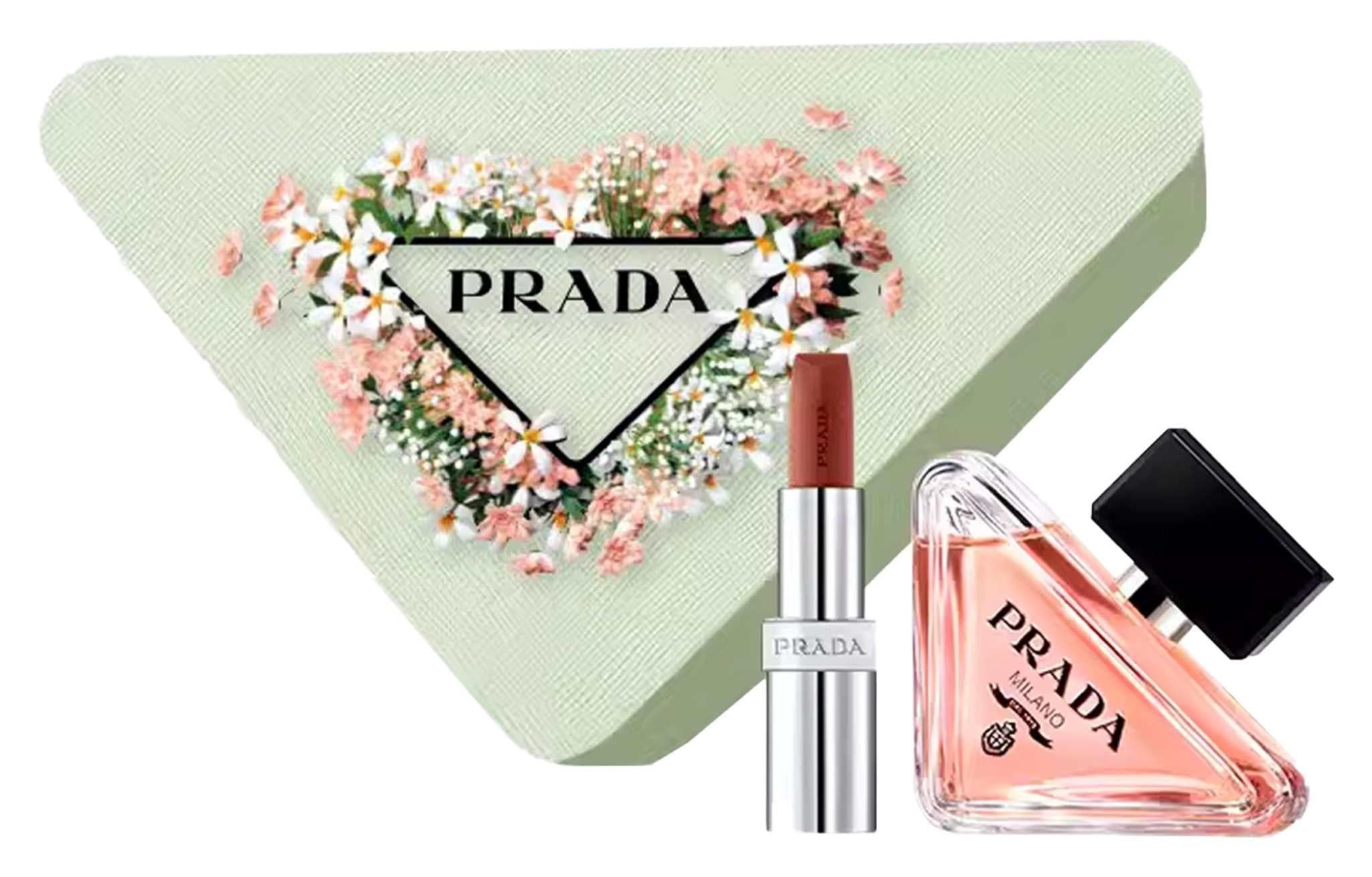 PRADA Heart Flower Lip Perfume Set EDP Bitter Orange Amber 50ml+3.8g.