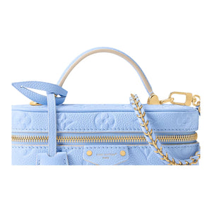 LOUIS VUITTON Vanity CHAIN POUCH Fresh and Elegant Color Detachable Woven Chain Shoulder Strap Cowhide Makeup Bag Women's Iris Blue