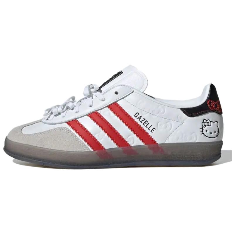 Hello Kitty x adidas Originals GAZELLE INDOOR "White Red Core Black" thin sole comfortable versatile low-top sneakers for women, white