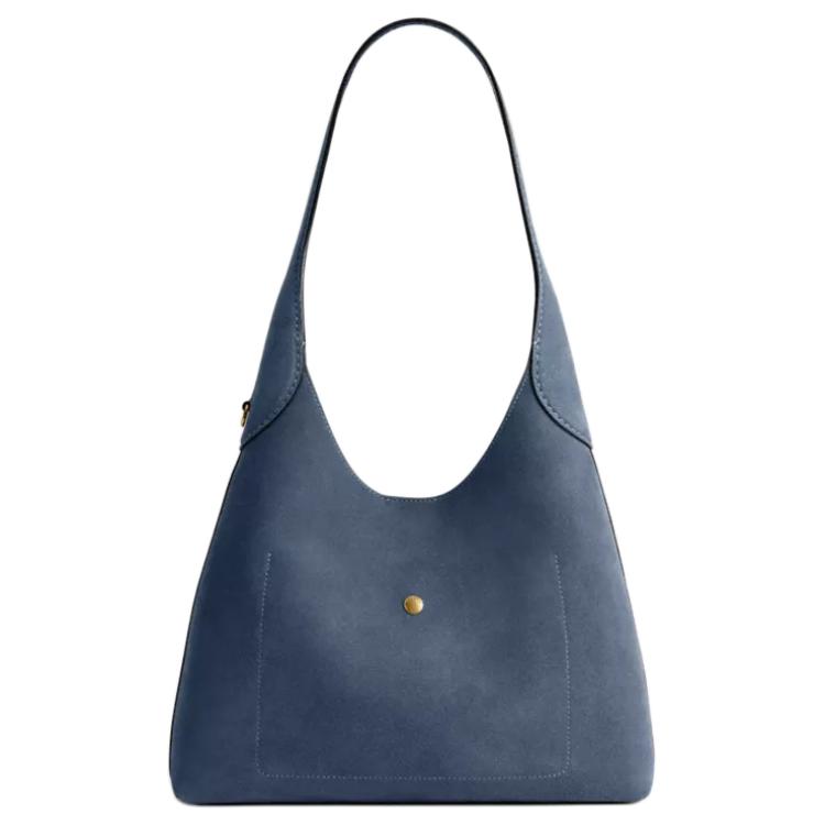 COACH Brooklyn 28 Gold Letter Embossed Cowhide Single Shoulder Bag Small Women's Denim Blue