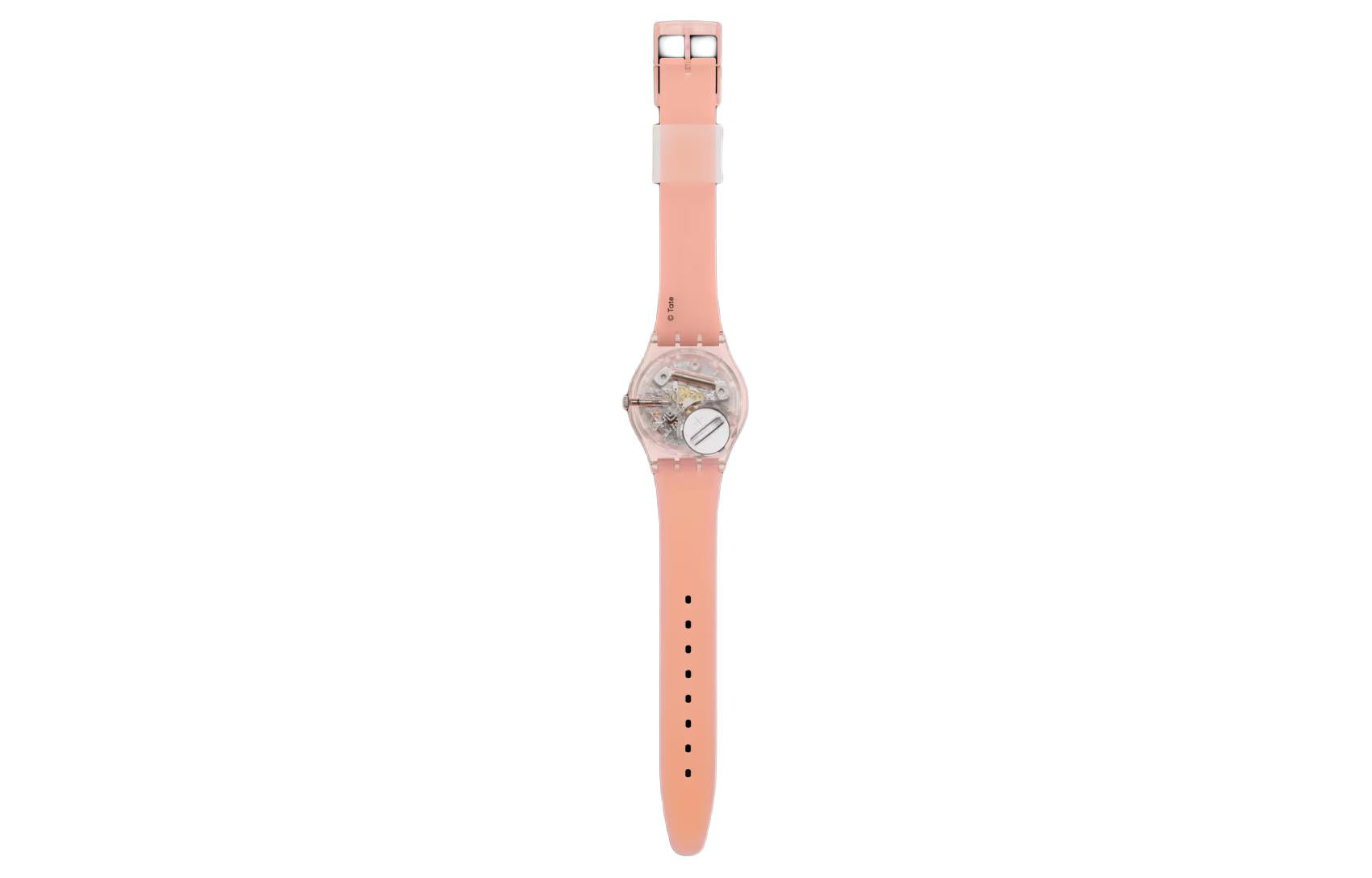 SWATCH Quartz Movement 30m Water Resistance Unisex Unisex Watch 34mm Red Dial Biogenic Case Silicone Strap