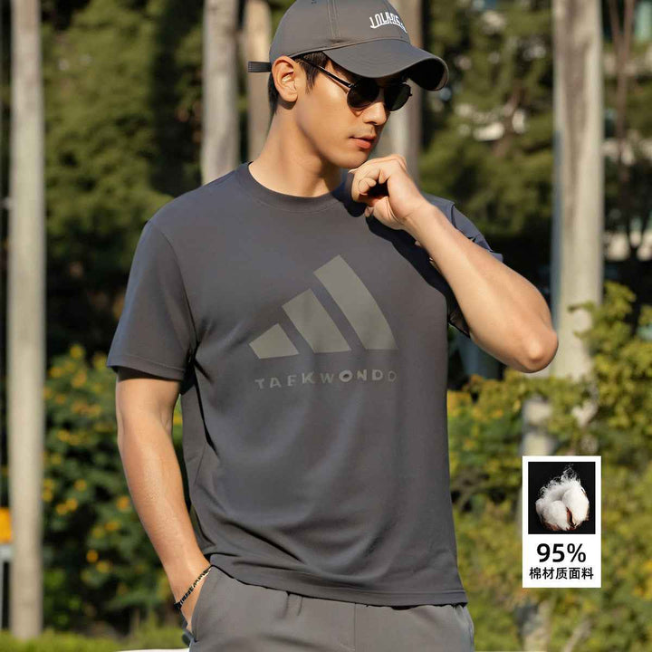 adidas 95% cotton crew neck men's short sleeve T-shirt, casual sports top