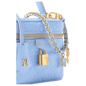 LOUIS VUITTON Vanity CHAIN POUCH Fresh and Elegant Color Detachable Woven Chain Shoulder Strap Cowhide Makeup Bag Women's Iris Blue