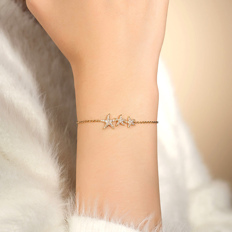 Energetic Summer apm monaco [Vacation Style] Beach Seaside Starfish Design Alloy Bracelet for Women in Gold