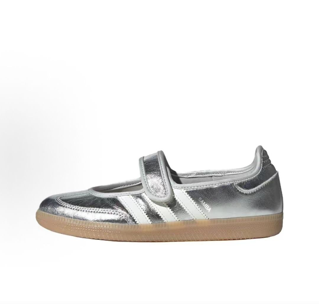 حذاء adidas Samba Mary Jane نسائي كاجوال باللون الفضي