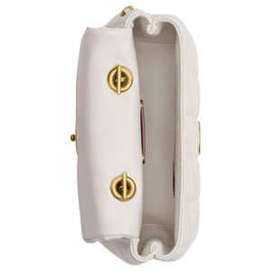 COACH Tabby 19 Quilted Decoration Sheepskin Crossbody Handbag Small Size Women's Chalk White