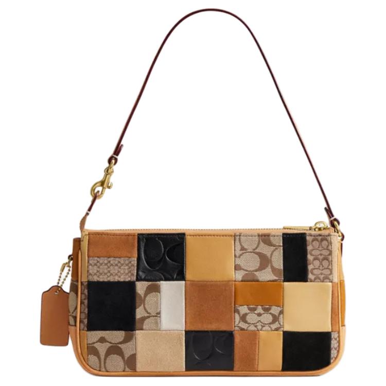 COACH Plaza 25 Exquisite New York Style Cowhide Leather Single Shoulder Bag Medium Size Women's Brown