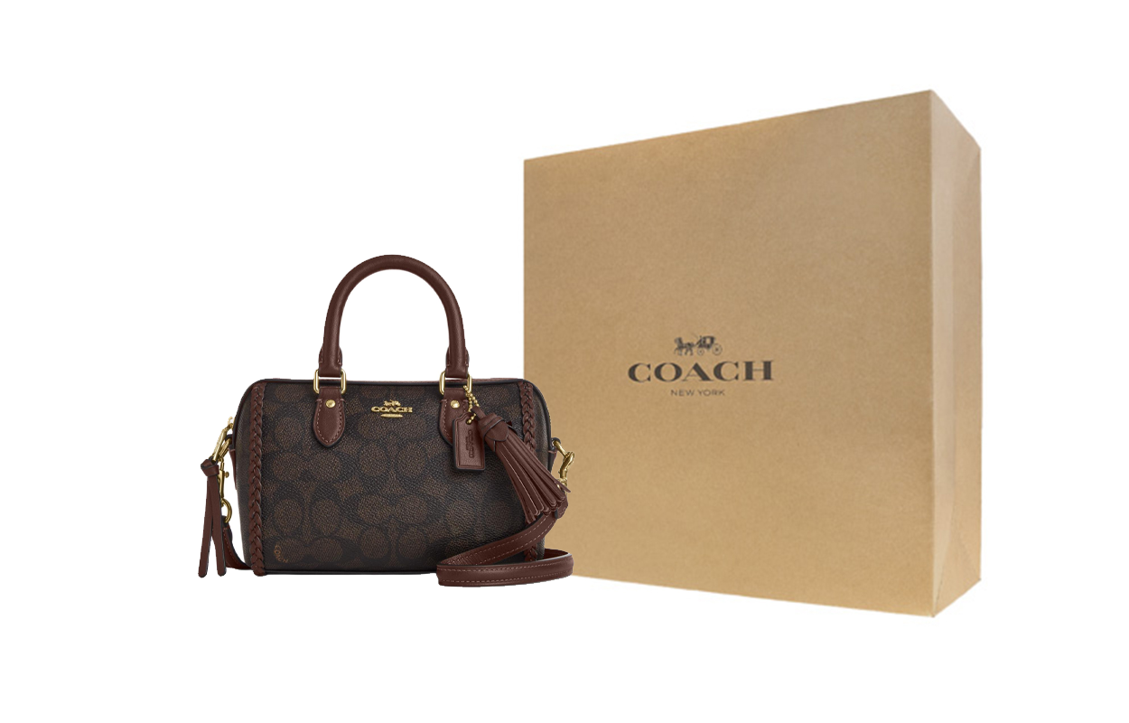 COACH Rowan 18  Tote Mini Maple Brown.