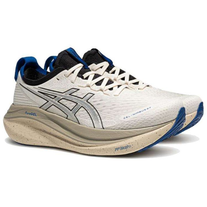 حذاء ASICS GEL-NIMBUS 27 فضي رمادي للركض مع امتصاص صدمات وراحة عالية