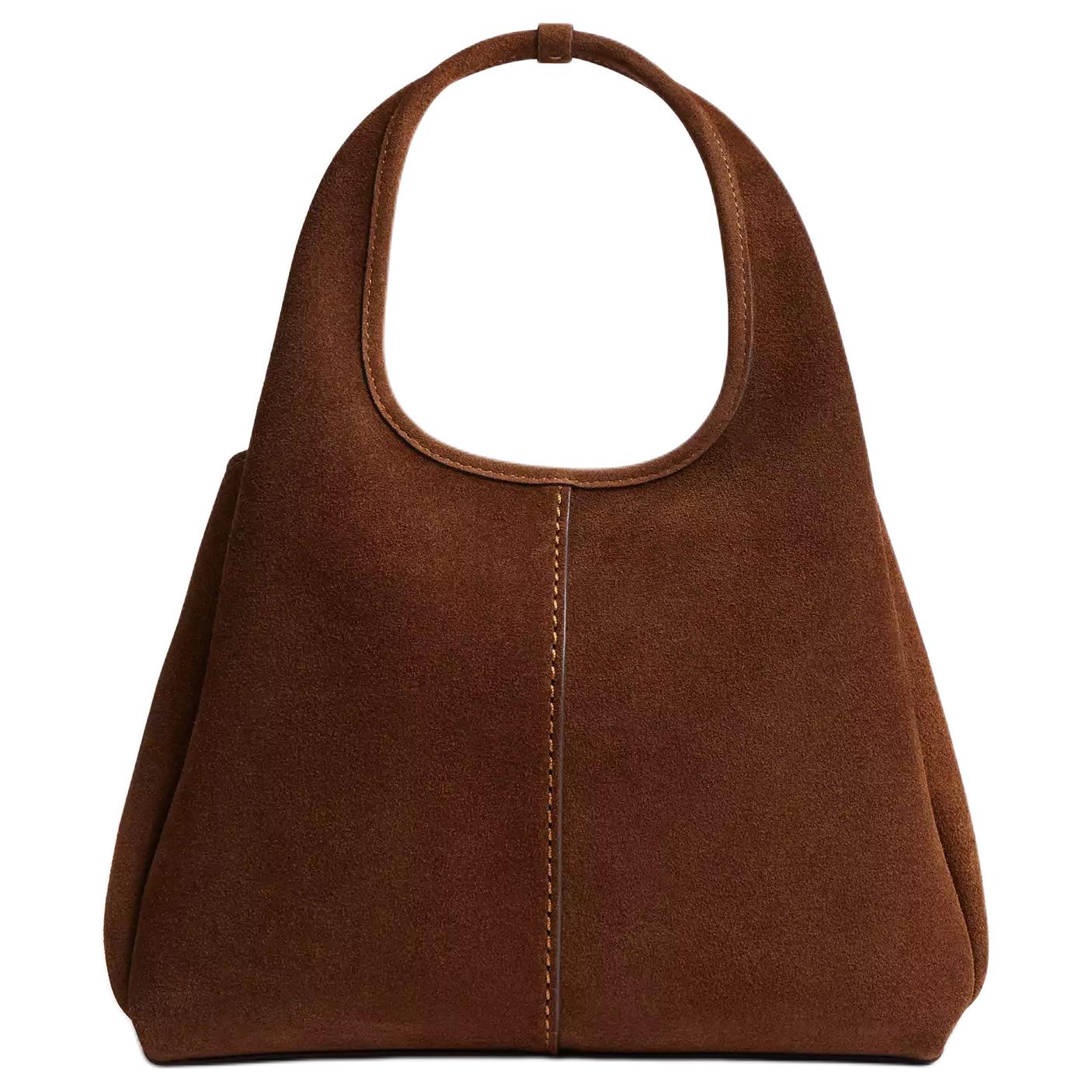 COACH Lana 23 Metal Logo Suede Handbag Medium Size Women's Sweet Brown