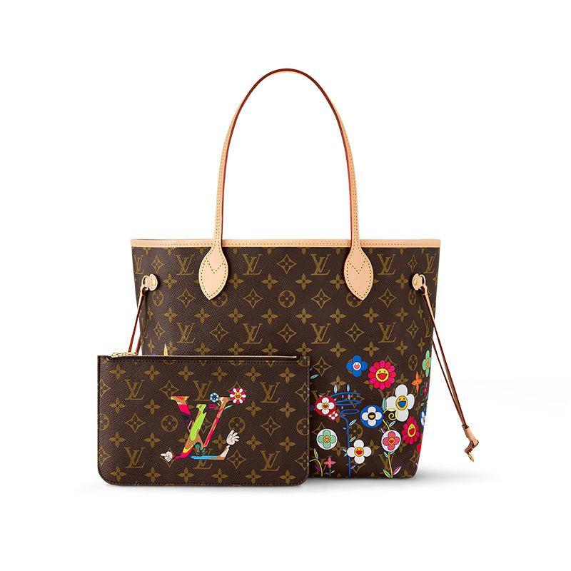 حقيبة Neverfull بنقشة Monogram وأزهار Murakami الملونة.