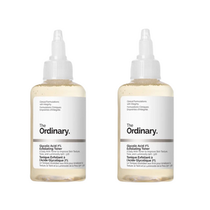 باقة العبوتين من تونر حمض الغلايكوليك بشعار The Ordinary متجاورتين