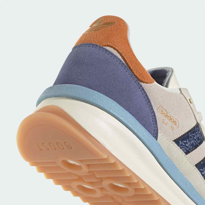 Adidas Clover stylish casual sneaker in blue and beige, featuring Boost padding and durable sole.