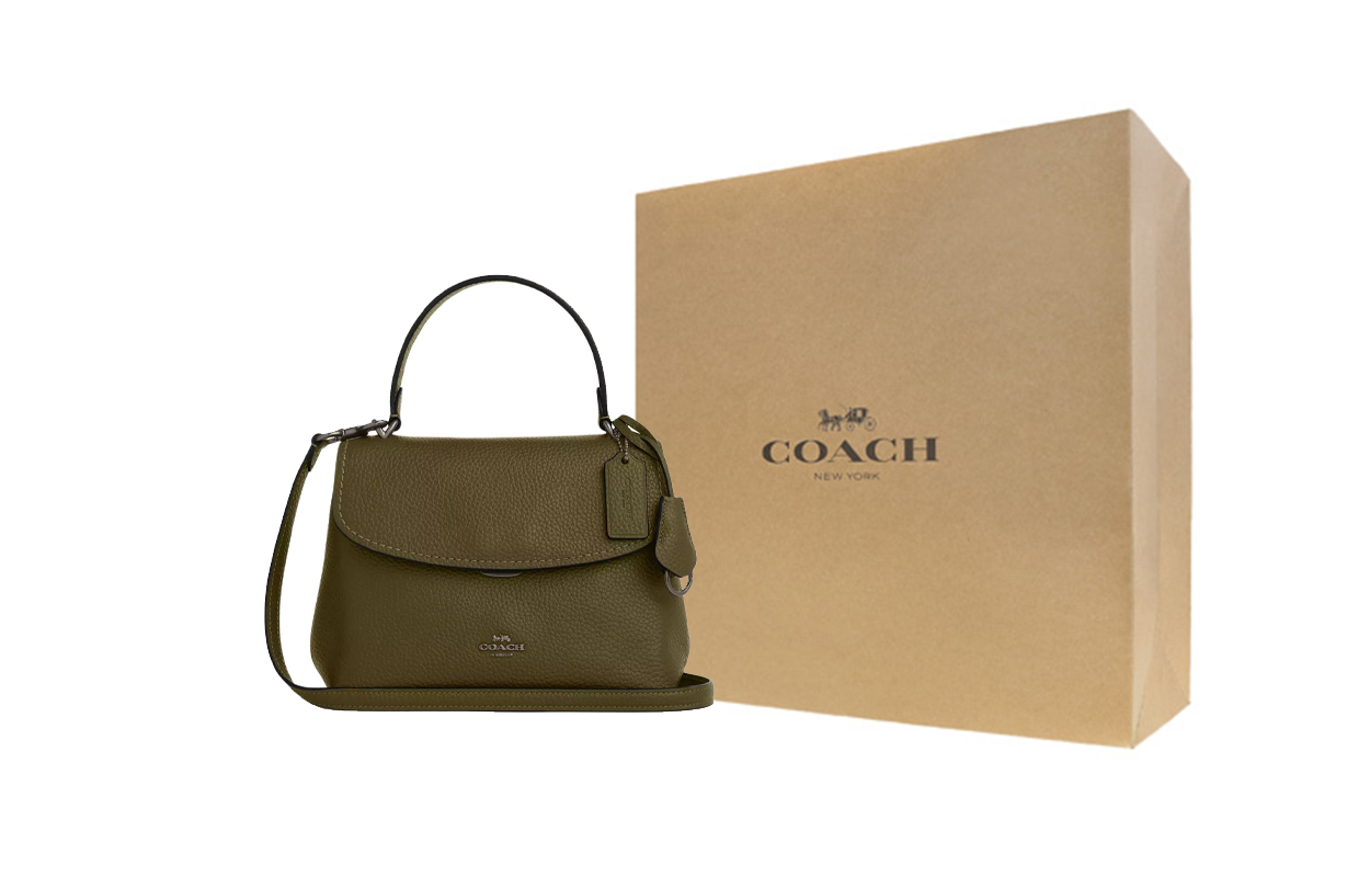 COACH Emory 25  Leather Tote Medium Olive Green.