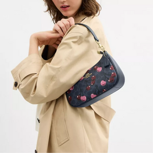 Coach Teri Shoulder Bag with Cherry Print (Blue) - حقيبة كوتش تيري كحلي بنقشة الكرز.