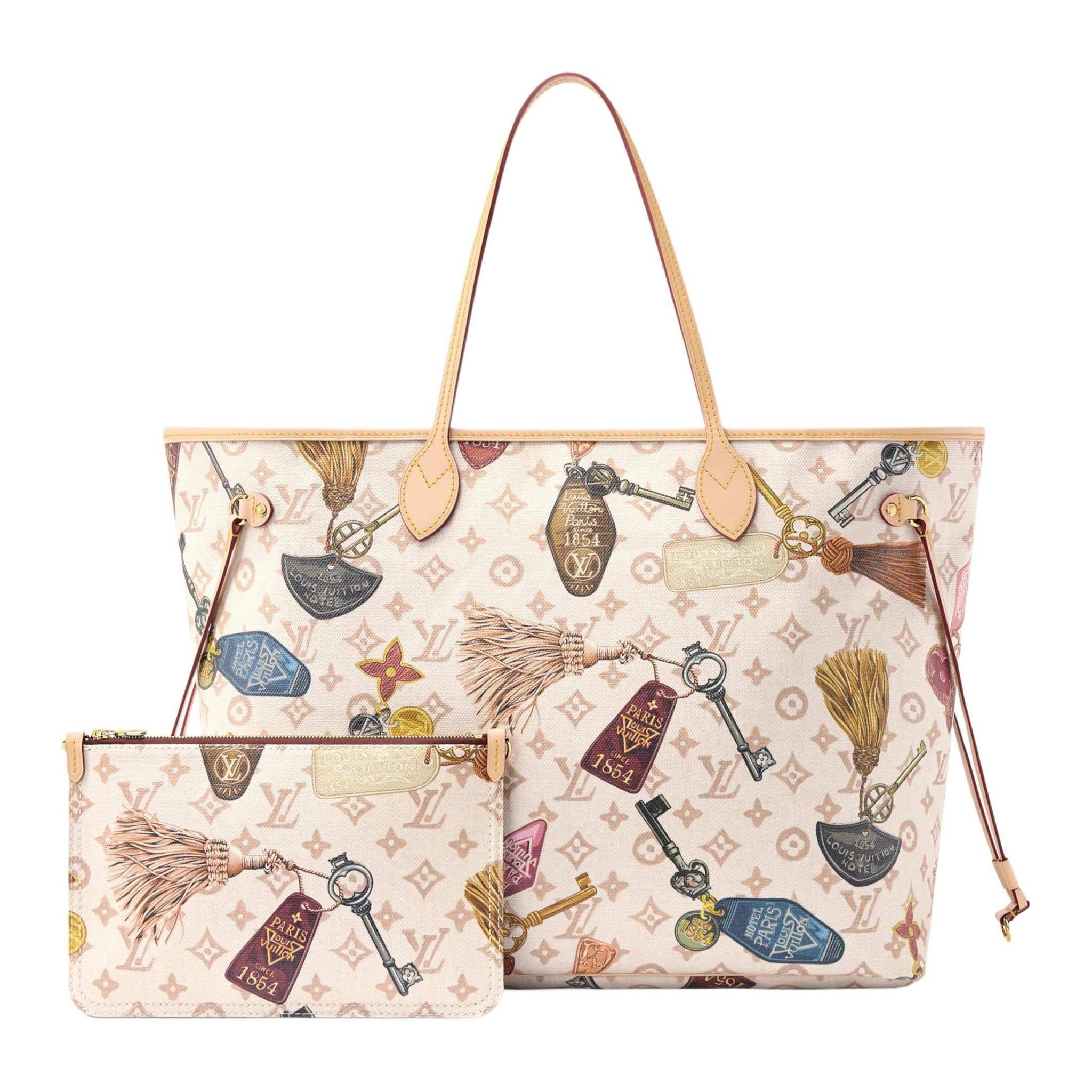 الإصدار الحصري من حقيبة Louis Vuitton Neverfull MM بطبعة المفاتيح والفنادق✨.