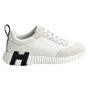 حذاء Sneakers أبيض كاجوال بنعل مريح وشعار H.