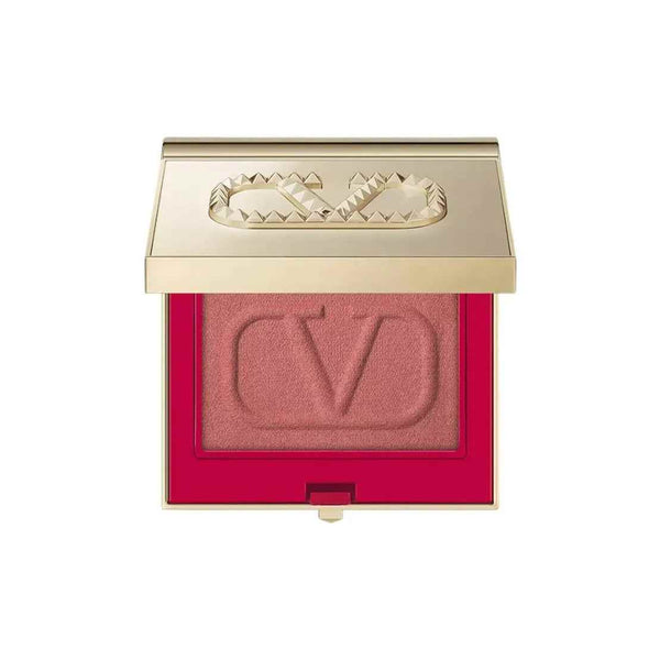 فالنتينو Valentino Beauty blush in elegant gold compact with pink shade embossed with Valentino logo