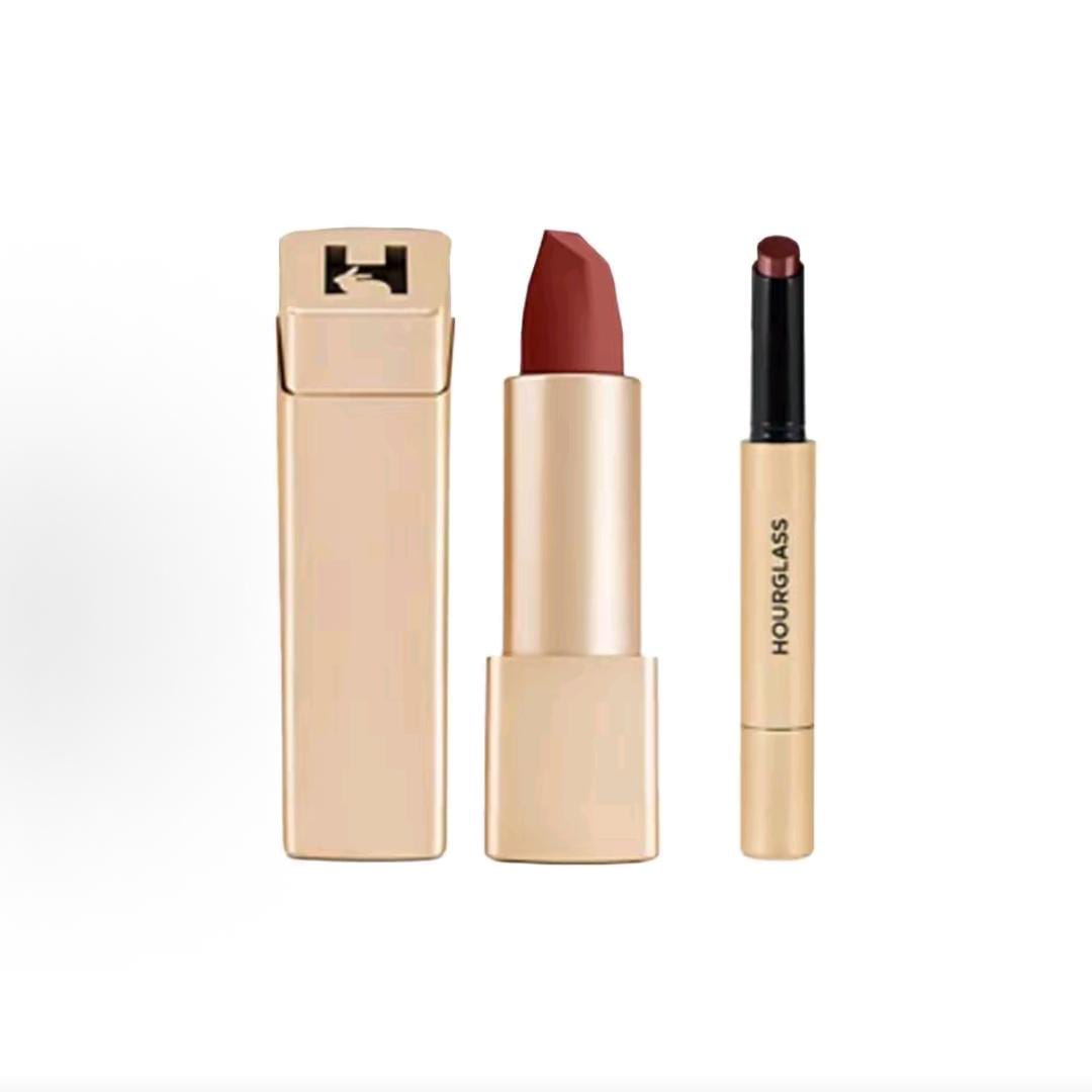 Hourglass light mist gold rabbit lipstick + small gold tube mouth red makeup set