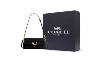 COACH Jet 25 Logo Leather Crossbody Black.