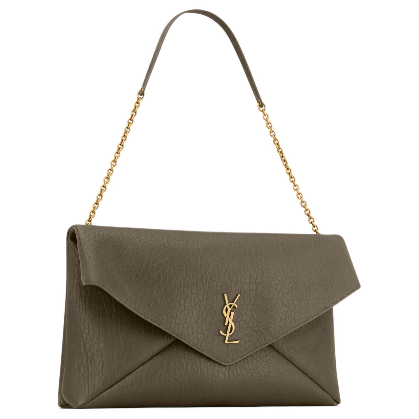 SAINT LAURENT YSL CASSANDRE CASSANDRE brand logo lambskin single shoulder bag extra large women's light musk color
