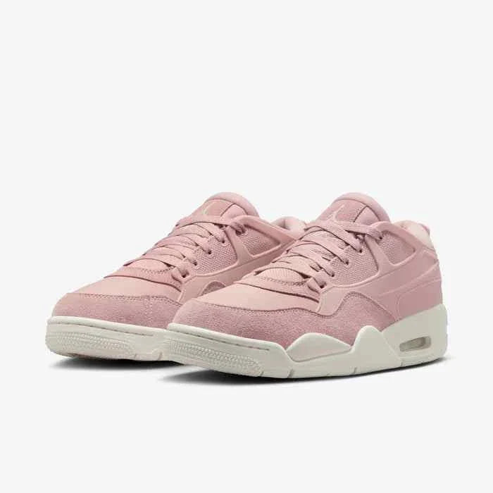 Women's Air Jordan 4RM sneakers in Pink Oxford/Phantom, featuring Max Air cushioning and durable cage design.