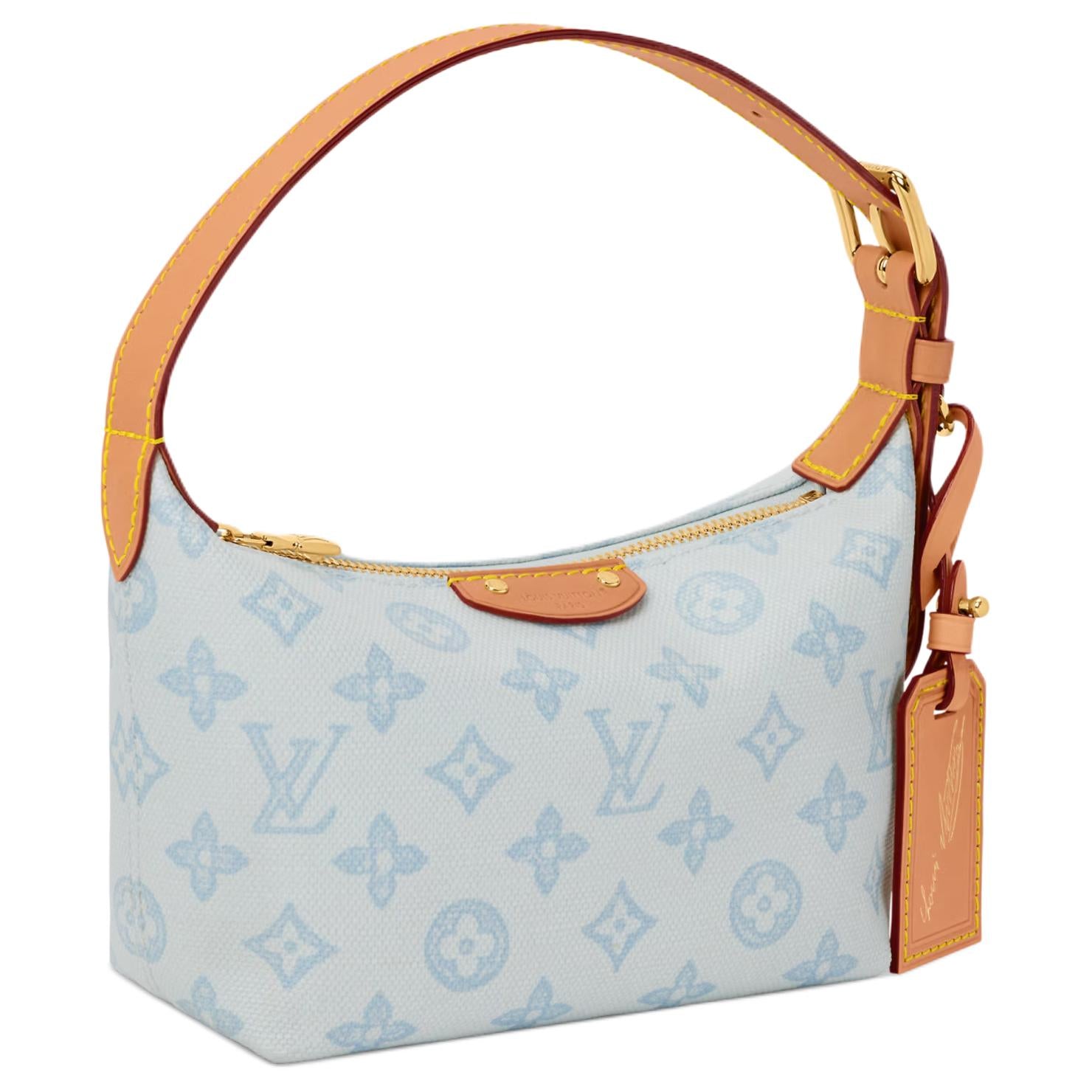 LOUIS VUITTON Pochette Hills Monogram Full Print Adjustable Shoulder Strap Coated Canvas Lunch Box Handbag Single Shoulder Bag Women's Blue Brown Patch