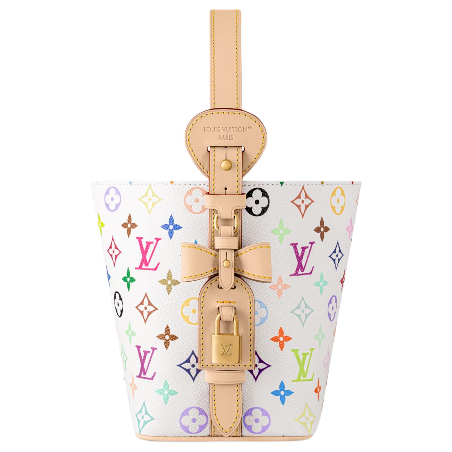 LOUIS VUITTON x Takashi Murakami Takashi Murakami Collaboration All In BB White Sancai Letter Logo Monogram Coated Canvas Bucket Bag Handbag Single Shoulder Bag Small Women's White