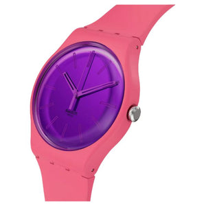 SWATCH Swatch Essentials Quartz Movement 30m Water Resistance Unisex 41mm Purple Dial Biogenic Case Silicone Strap