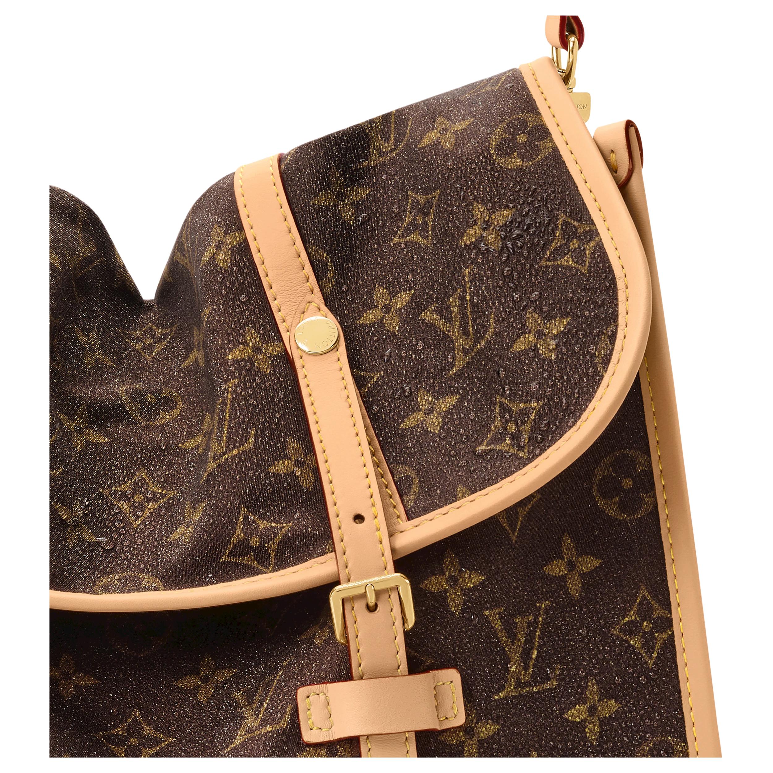 LOUIS VUITTON JET LAG Gold Hardware Accessories Mulberry Silk Combined with Nylon Crossbody Handbag Shoulder Bag Medium Size Men's Brown