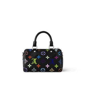 حقيبة Louis Vuitton Nano Speedy بنقشة Murakami الملونة سوداء.