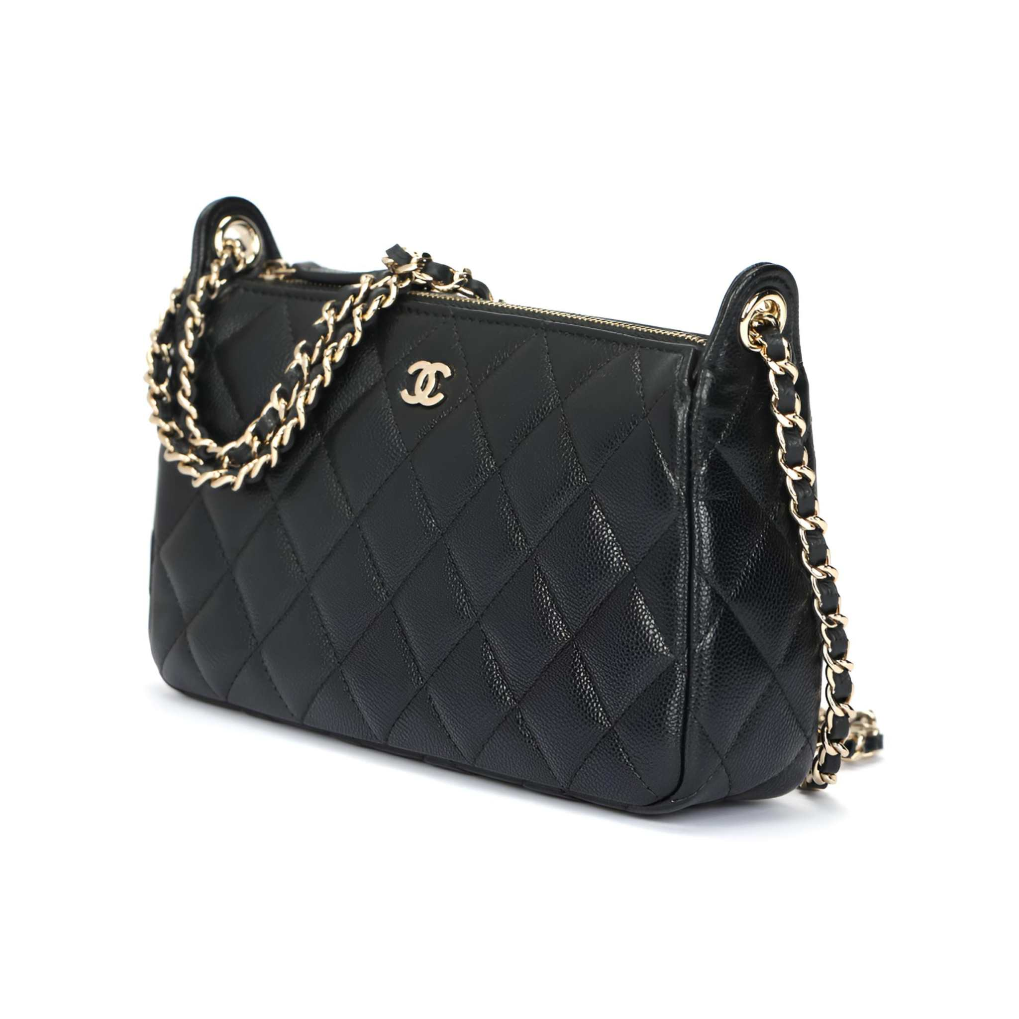 CHANEL 25A Cannabis Shoulder Bag Black.