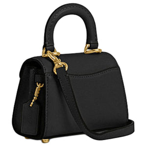 COACH Sammy 12 Metal Logo Locking Strap Detachable Cowhide Leather Crossbody Handbag Mini Women's Black