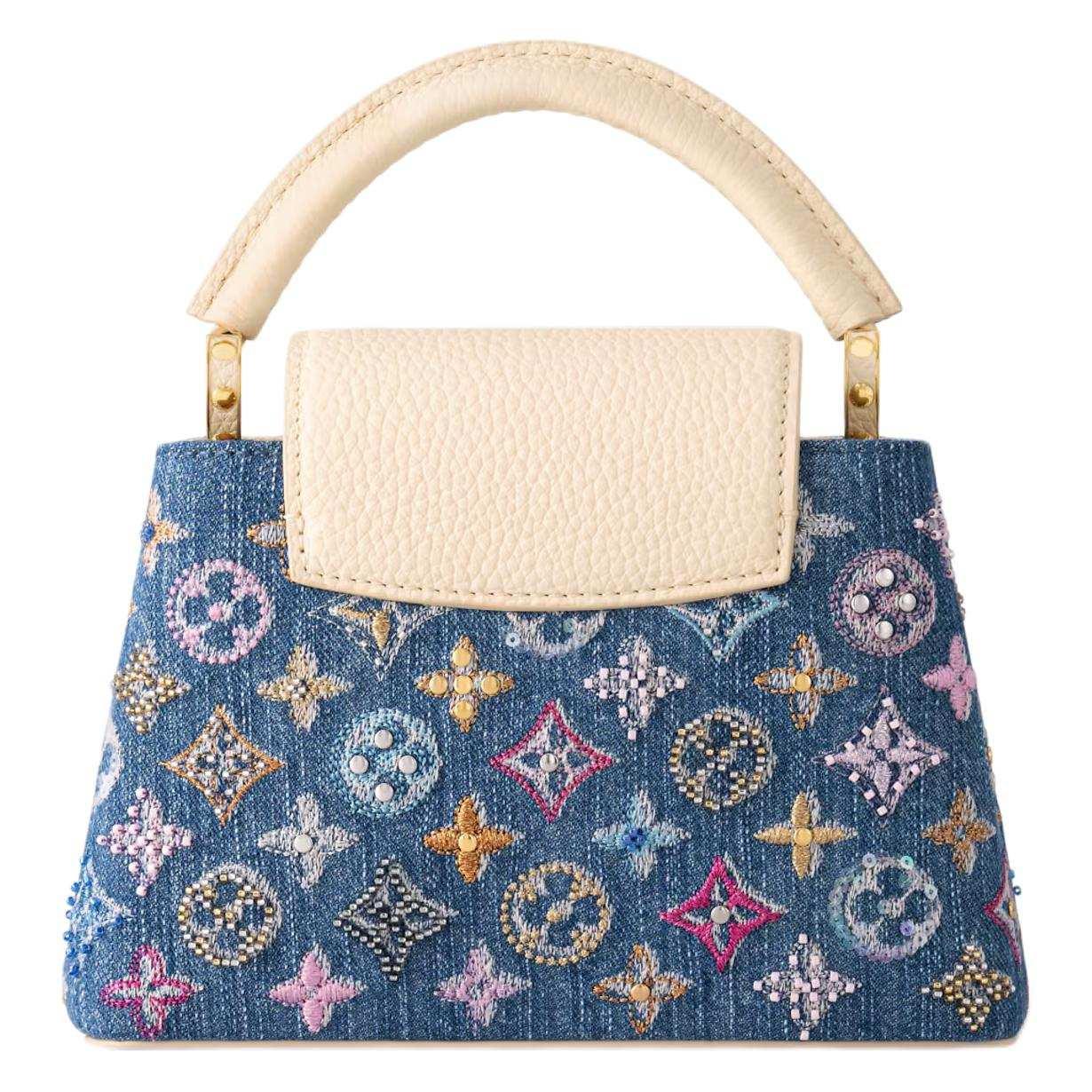 حقيبة Louis Vuitton Capucines قماش Denim مطرزة بالخرز.