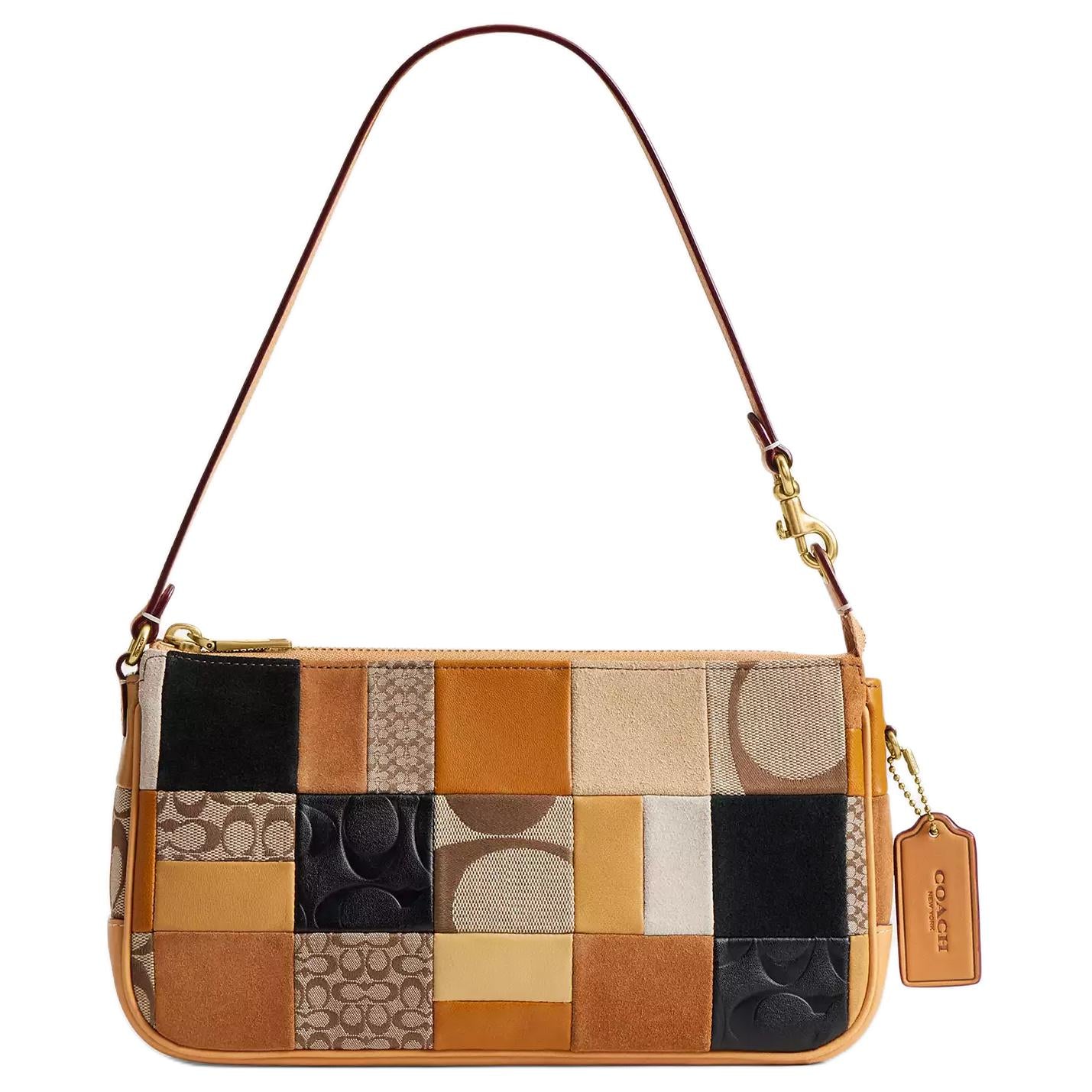 COACH Plaza 25 Exquisite New York Style Cowhide Leather Single Shoulder Bag Medium Size Women's Brown