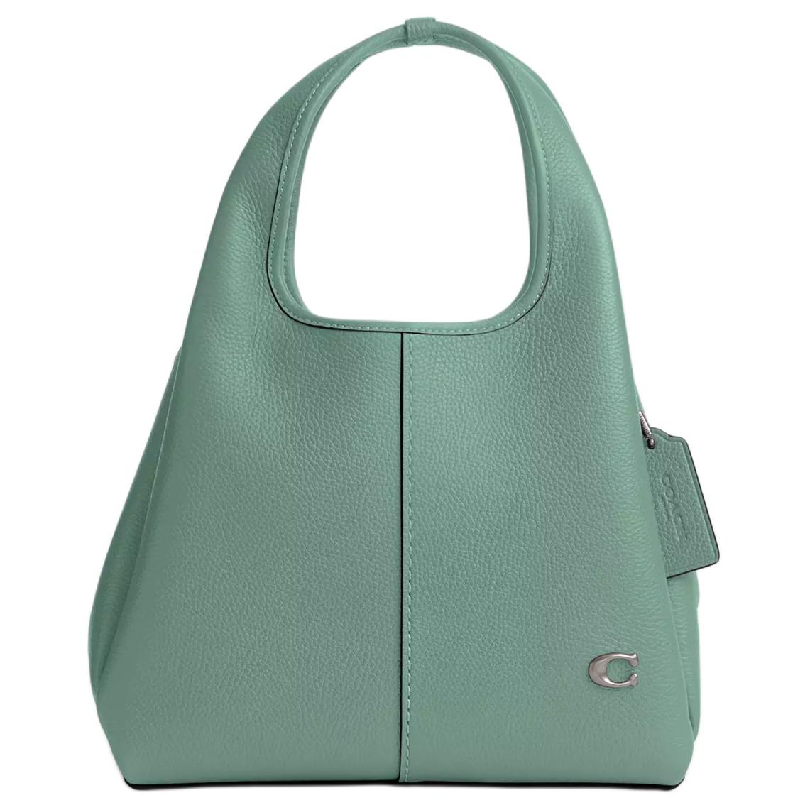 COACH Lana 23 Solid Color Black Label Logo Zipper Compartment Quilted Hardware Buckle Polished Pebble Pattern Leather Handbag Shoulder Bag Medium Women's Blue Crystal
